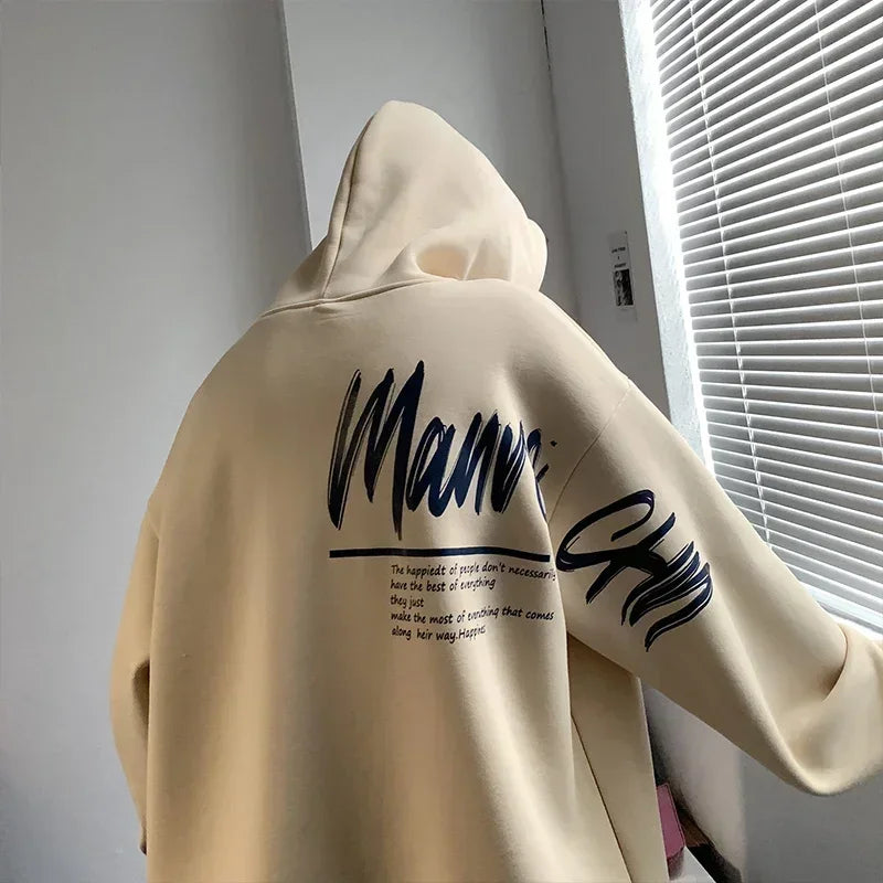 Men's Oversized Hoodie White With Hat 5XL Hoodies Oversize for Men Funny Letter Print Man Casual Wear Hoody Male Sweatshirt