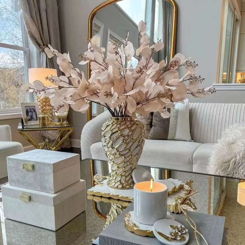home decor vases Ceramic electroplated general jar Nordic flower vase handicraft decoration foyer soft decoration storage jars
