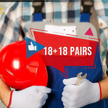 Hand Working Gloves Safety Grip Protection Work Gloves Men Women BBQ Thick Cotton White(Pack of 12 Pairs)