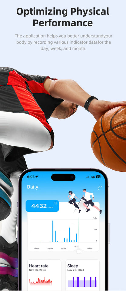 2026 Fitness Tracker Smart Bracelet Pedometer No Screen Breathable Sport Wristband Call Reminder Heart Rate Monitor Smartwatch