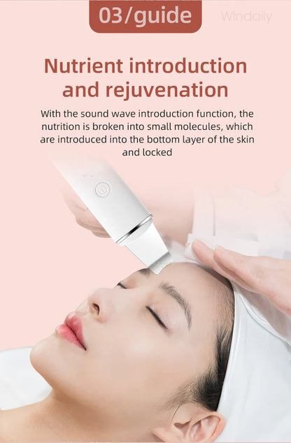 Ultrasonic Skin Scrubber Vibration Face Spatula Blackhead Remover Shovel Clean Cavitation Peeling Facial Lifting Skin Care Tools