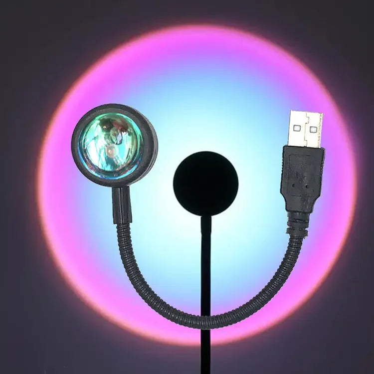 Sunset Lamp LED USB Rainbow Neon Night Light Projector Photography Wall Atmosphere Lighting for Bedroom Room Decor Gift