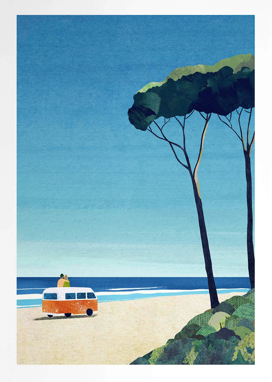Canvas Painting Wall Art Picture Simple Outdoor Summer Beach Scenery Poster Sunset Surfers Swimming Ocean Living Room Home Decor
