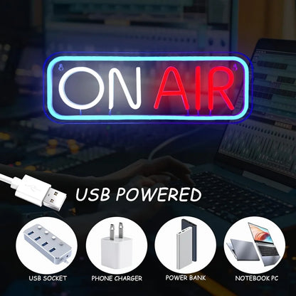 ON AIR Neon Signs - LED Live On Air Neon Lights For Gamers Streaming/Recording Sign - Round Led Sign For Studio, Wall, Bedroom,
