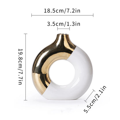 Ceramic Flower Vases For Living Room Luxury Nordic Plant Pot,Dinning Table Hotel Home Decoration,Wedding Festival Artwork Golden
