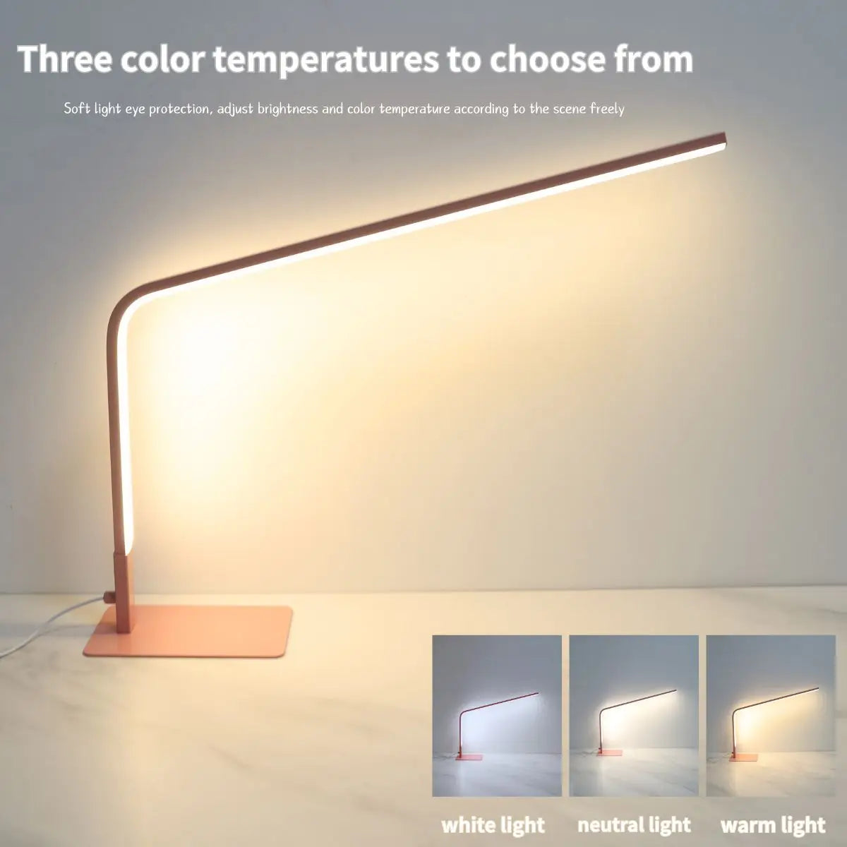 USB powered LED reading desk lamp with eye protection design, adjustable brightness and color change, suitable for home office a
