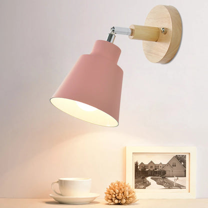 Nordic Wall Light Indoor DIY E27 Wooden 6 Colors EU/UL Plug 350° Wall Lamps for Living Room Bedroom Aisle Sconce Fixtures