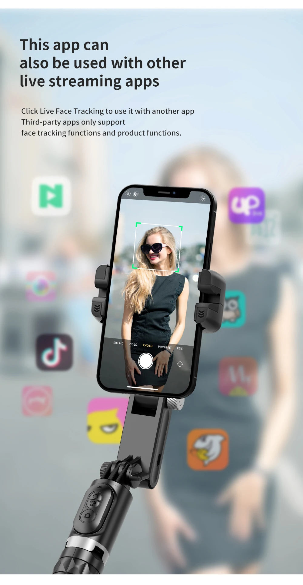 Desktop Gimbal Stabilizer 360° Rotation Smart Track Mode Selfie Stick with Remote Control for iPhone Cell Phone Smartphone