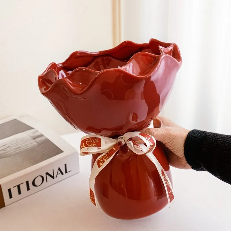Ceramic Vase for Living Room, Emotional Stability Small Vase for New Home, Wedding Gift with Minimalist Aesthetic, Handmade