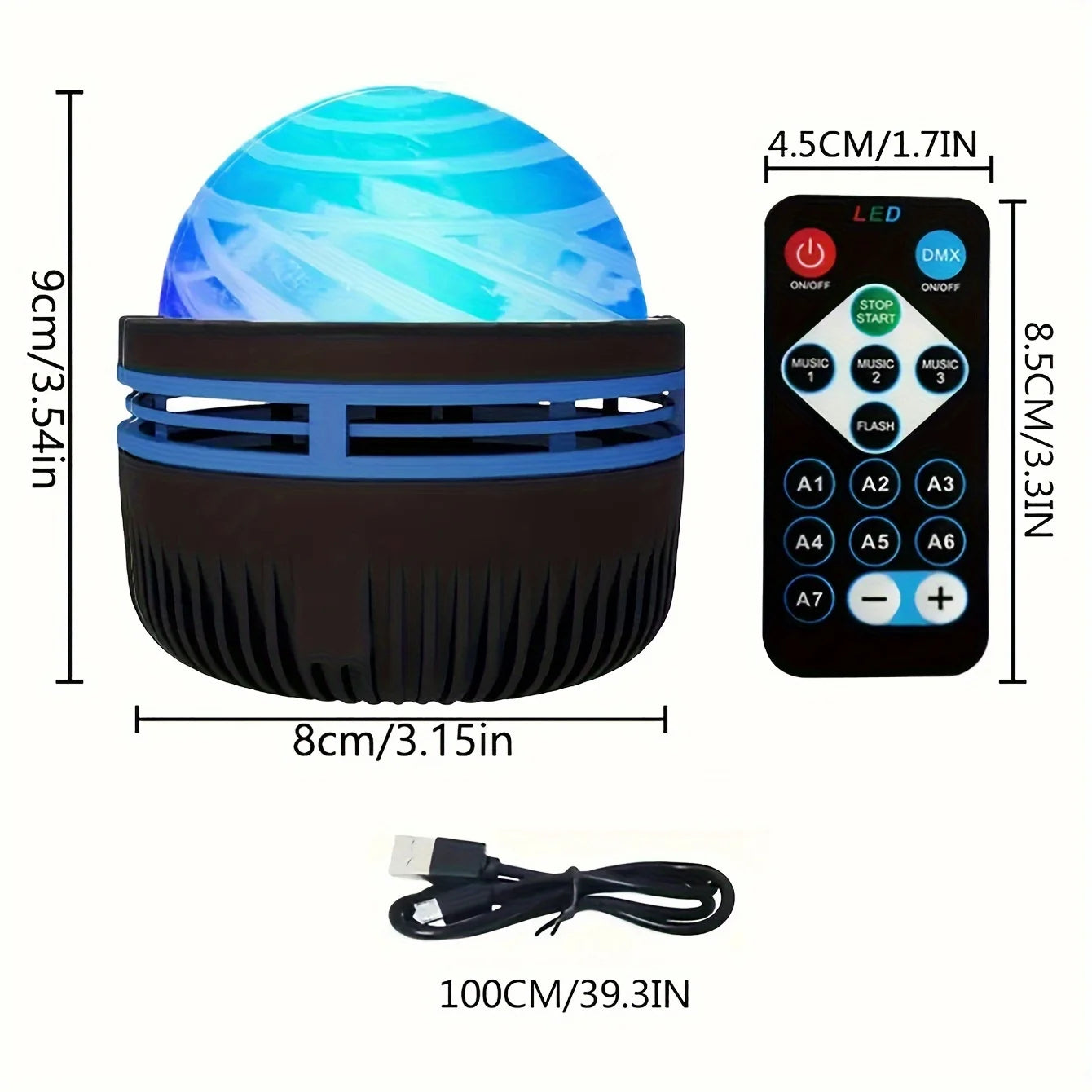 Starry Sky Galaxy Lamp Projector LED Night Light Remote Control Sound Active 5V USB Charging 7 Modes for Kids Room Party Decor