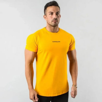 Retro GYM Men's Slim Fit Gym Cotton Muscle Fit T Shirts for Fitness Bodybuilding and Sport Training Summer Casual Clothing