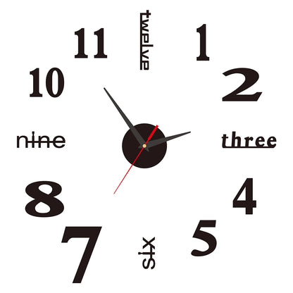 3D Wall Clock DIY Mirror Wall Stickers For Home Living Room Decor Frameless Luminous Quartz Clocks Self Adhesive Hanging Watches