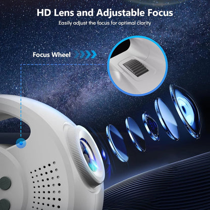 AURORA LIGHTING 3D Galaxy Projector 60 Scenes Adjustable Focal Planetarium Projector Ceiling Projector for Kids Room Adult Party