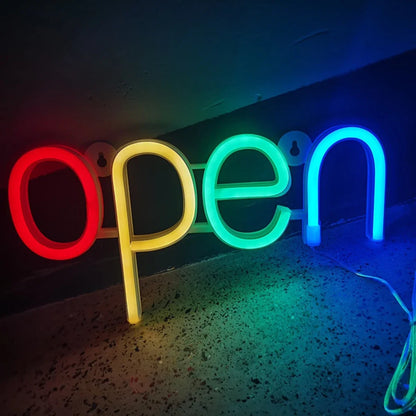 Business Sign Open Neon Sign LED Night Light Hanging Window Shop Cafe Bar Restaurant Decoration Personalized Custom Neon Lamp