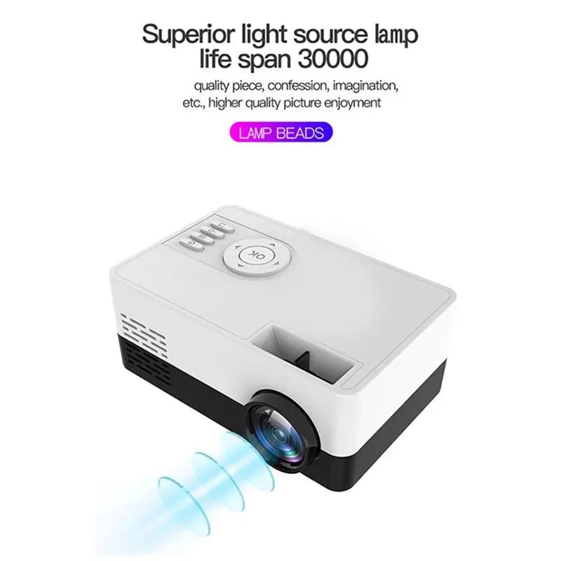 J15 Pro Led Mini Projector for Home Theater 480x360 Pixels 1080P Supported USB Audio Video Mini Beamer-EU Plug