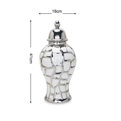 home decor vases Ceramic electroplated general jar Nordic flower vase handicraft decoration foyer soft decoration storage jars