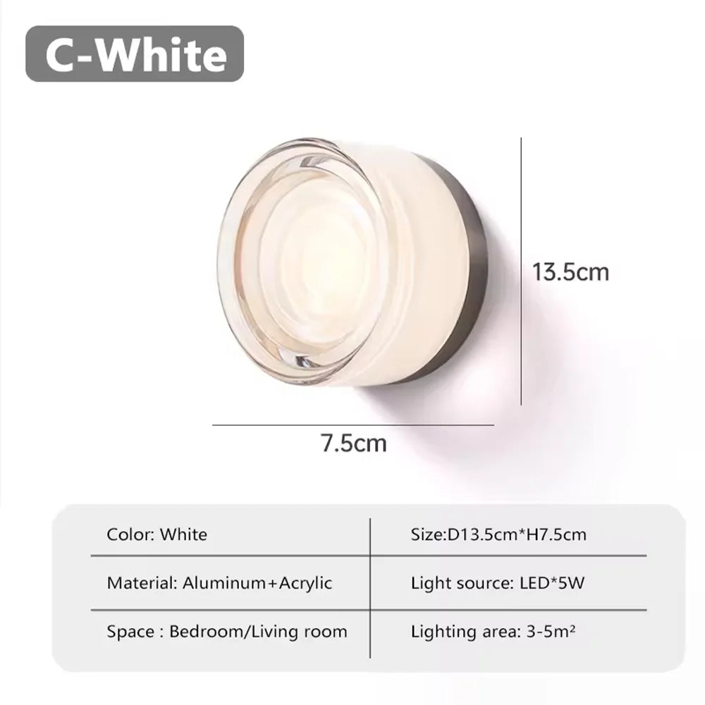 Nordic LED Wall Lamp Designer Small Wall Sconces Bedside Room Decor Light Living Room Hotel Aisle Smoke Grey Lighting Fixture