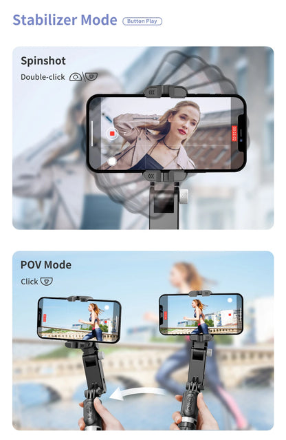 Desktop Gimbal Stabilizer 360° Rotation Smart Track Mode Selfie Stick with Remote Control for iPhone Cell Phone Smartphone