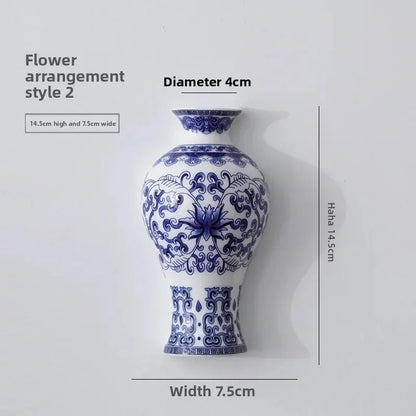 Ceramic Vases Antique Blue and White Porcelain Flower Ware Lucky Bamboo Living Room Home Decoration