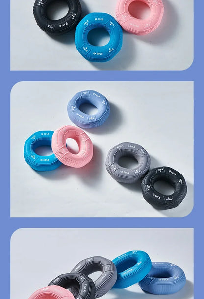 Silicone Adjustable 20-90LB Hand Grip Arm Strength Exercise Gripping Ring Fitness Gym Finger Forearm Trainer Carpal Expander