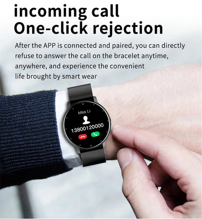 LIGE Smart Watch Women Men Full Touch Screen Bluetooth Call Smartwatch Waterproof Sports Fitness Tracker Watches for Android iOS