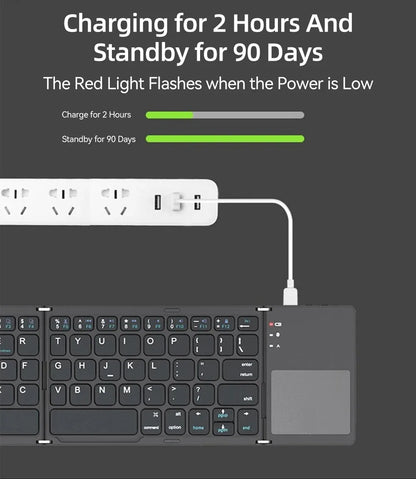 Foldable Bluetooth Keyboard With Touchpad Mini Wireless Keyboard Rechargable Keyboard For IOS Android Windows Tablet Notebook