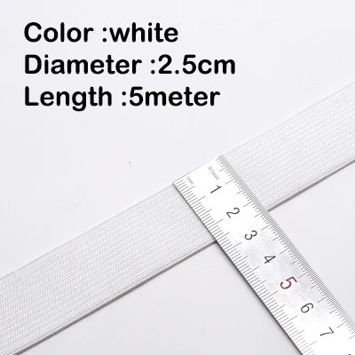 5Meters Sewing Elastic Band Heavy Stretch High Elasticity Knit Elastic Band for Sewing Waistband Elastic White black 10-60MM