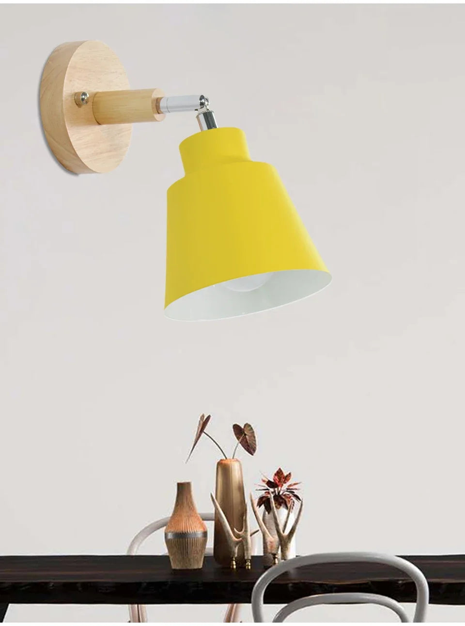 Nordic Wall Light Indoor DIY E27 Wooden 6 Colors EU/UL Plug 350° Wall Lamps for Living Room Bedroom Aisle Sconce Fixtures