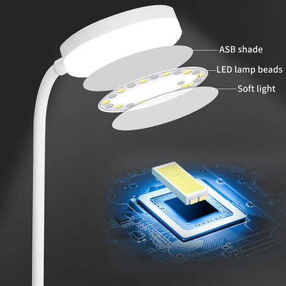 USB Plug-in Portable LED Desk Lamp - 3 Color Stepless Dimming Eye Protection Bedroom Bedside Table Light