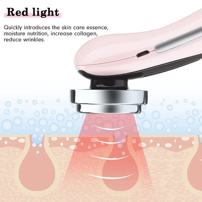5 in 1 Warming and Cooling Microcurrent Facial Device Red Blue Light Photon Face Neck Massager Kit for Beauty Skin Care at Home