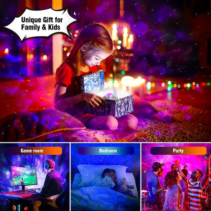 Starry Projector Galaxy Night Light with Ocean Wave Music Speaker Sky Light Projector for Bedroom Decor Kids Birthday Gift Party