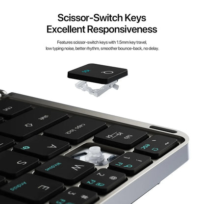 Foldable Bluetooth Keyboard with Touchpad & Phone Holder, Bluetooth 5.0 Multifunctional Wireless Keyboard for Phone Tablet PC