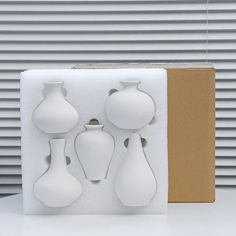 5-piece Set of Simple Ceramic Vases, Fresh Small Vases, Desktop Decorations, Simple Porch, TV Cabinet, Home Crafts