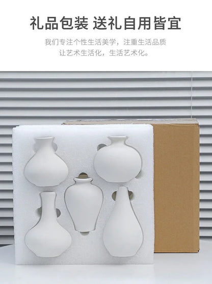 5-piece Set of Simple Ceramic Vases, Fresh Small Vases, Desktop Decorations, Simple Porch, TV Cabinet, Home Crafts