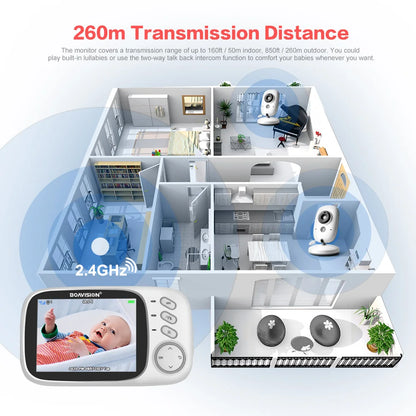 VB603 Video Baby Monitor 2.4G Wireless With 3.2 Inches LCD 2 Way Audio Talk Night Vision Surveillance Security Camera Babysitter