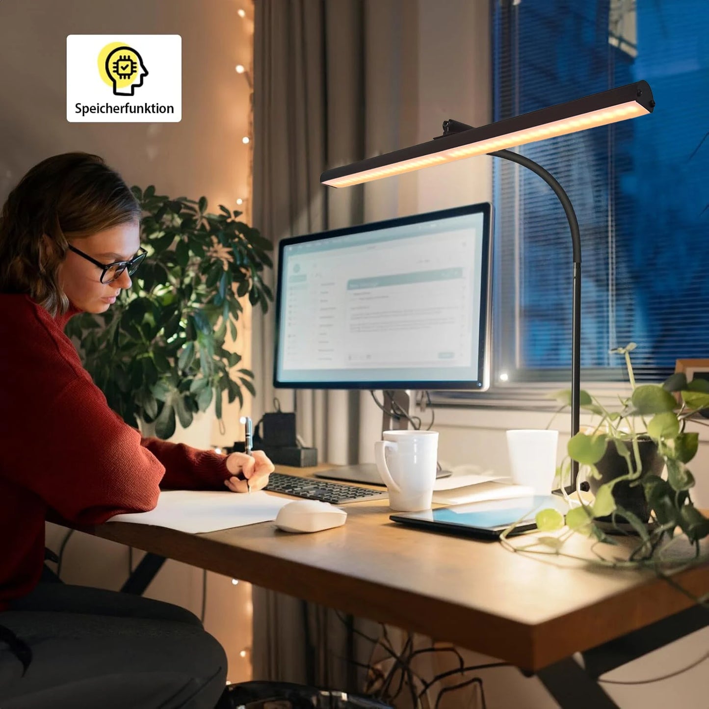 LED Desk Lamp USB Office Home Eye-Caring Architect Task Lamp 30 Lighting Modes Adjustable Flexible Gooseneck Clamp Light