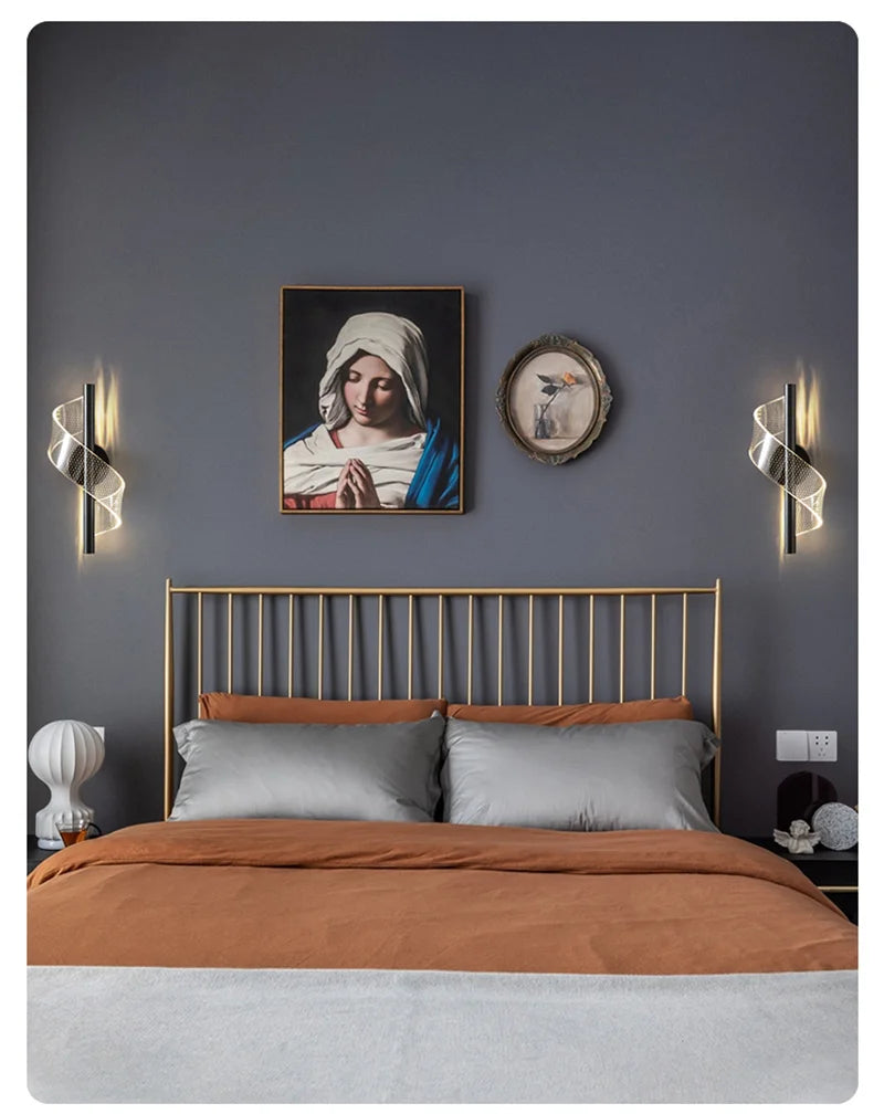 Nordic LED Wall Lamp Indoor Lighting For Bedroom Bedside Parlor Background Wall Light Modern Indoor Decoration Sconces