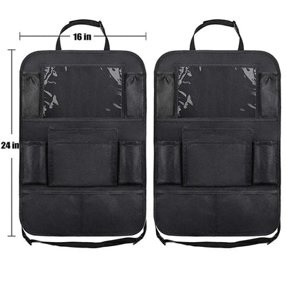 Car Backseat Organizer with Touch Screen Tablet Holder Auto Storage Pockets Cover Car Seat Back Protectors for Trip Kids Travel