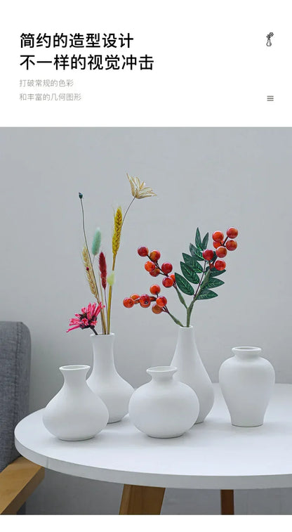 5-piece Set of Simple Ceramic Vases, Fresh Small Vases, Desktop Decorations, Simple Porch, TV Cabinet, Home Crafts