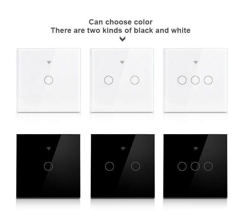 Work with Tuya WIFI Smart Home Wireless Remote Control Switch Light Wall US/EU Glass Touch Panel Voice by Alexa Google Home
