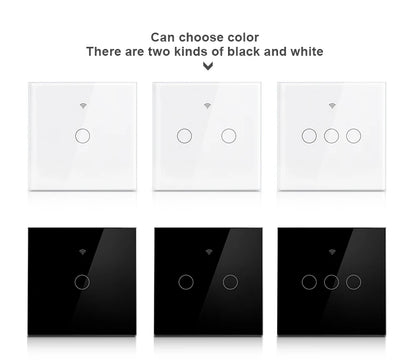 Work with Tuya WIFI Smart Home Wireless Remote Control Switch Light Wall US/EU Glass Touch Panel Voice by Alexa Google Home