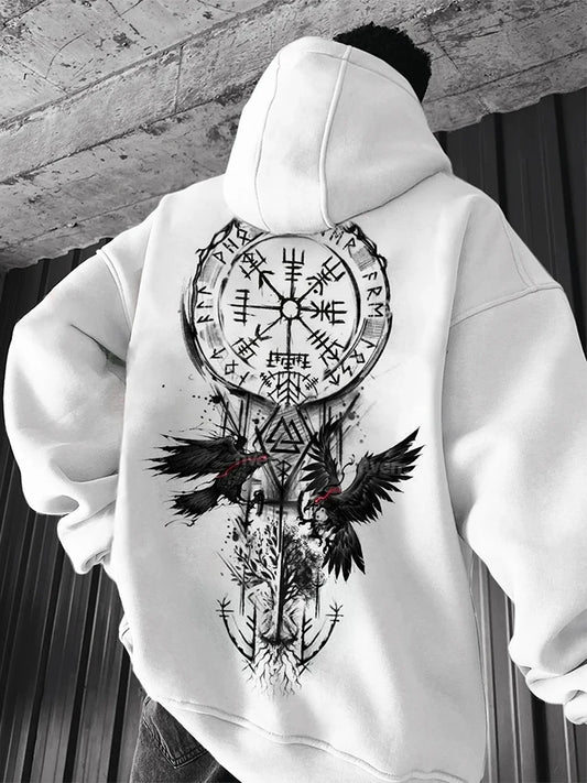 Oversize Hoodies Men Streetwear Autumn Vintage Gothic Printed Hooded Sweatshirts For Mens Hip Hop Long Sleeve Loose Hoodie Tops