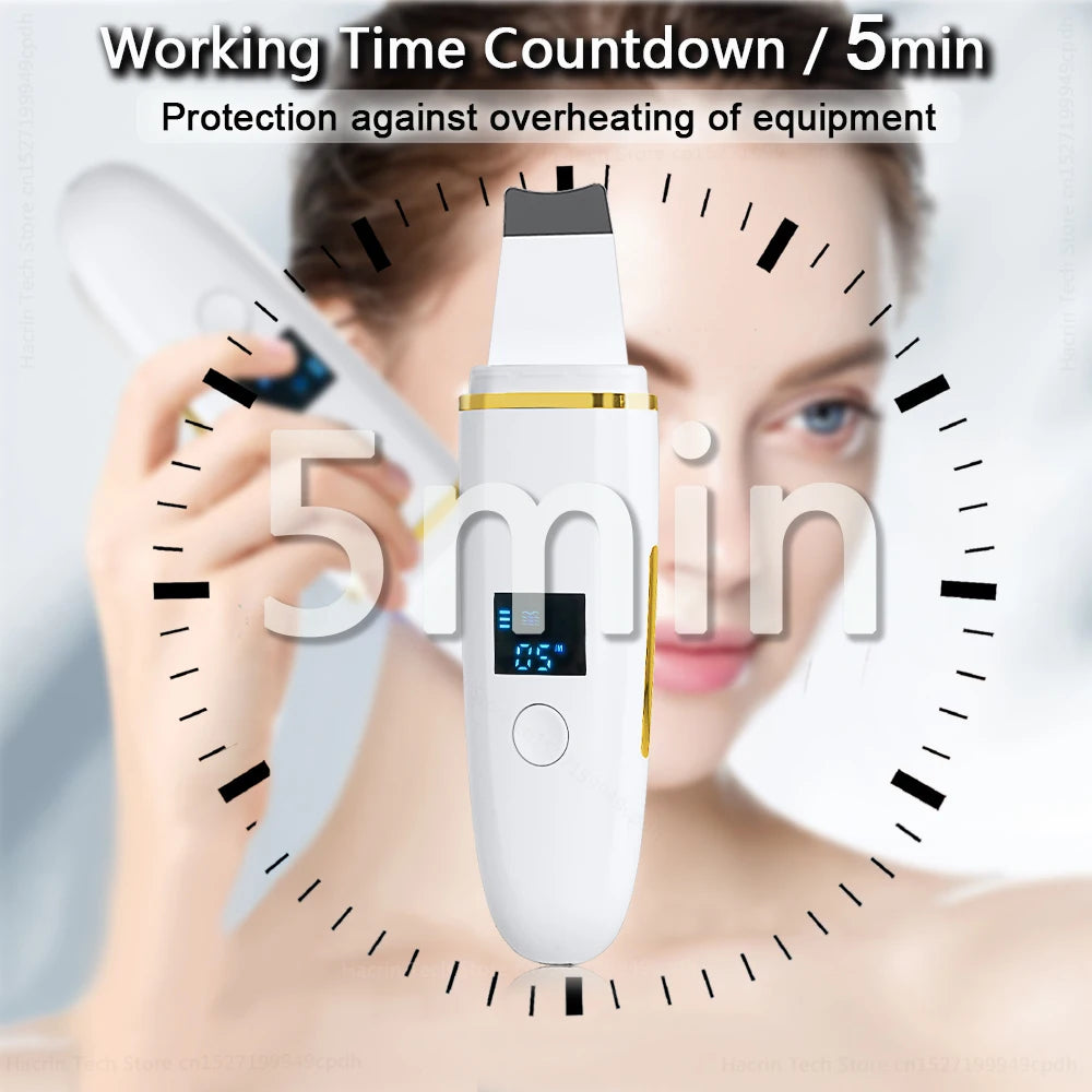 Ultrasonic Skin Scrubber Remover Blackhead Ultrasonic Peeling Facial Scrubber Shovel Deep Cleaning Face Lifting Remove Pore Acne