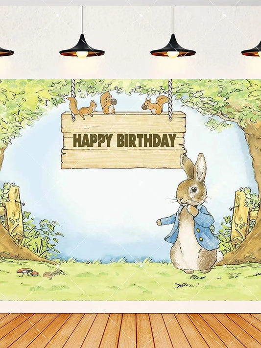 Spring Rabbit Background Kids Birthday Party Baby Shower Decor Rabbit Peter and His Animal Friends Vegetable Garden Photo Props