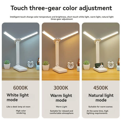 LED Desk Lamp USB Rechargeable Table Lamp 3 Levels Dimmable Touch Desk Lighting Eye Protection Foldable For Bedroom Desk Light