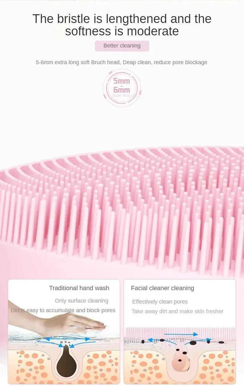 Electric Facial Cleansing Brush Deep Pore Cleaning Sonic Vibration Waterproof Acne Blackhead Remover Pore Cleaner Silicone