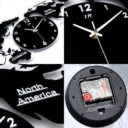 Large 3d Wall Clock Creative World Map Wall Clocks Living Room Luxury Decoration Clock Modern Design Bedroom Silent Clocks