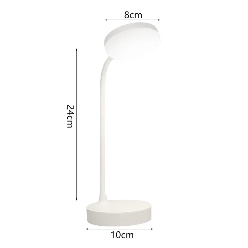 USB Plug-in Portable LED Desk Lamp - 3 Color Stepless Dimming Eye Protection Bedroom Bedside Table Light
