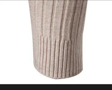 Men's High Neck Sweater Solid Color Pullover Knitted Warm Casual Turtleneck   Men Clothes