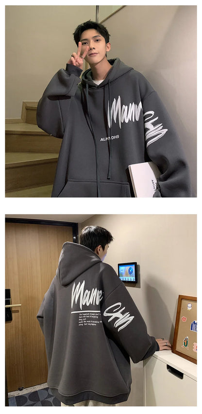 Men's Oversized Hoodie White With Hat 5XL Hoodies Oversize for Men Funny Letter Print Man Casual Wear Hoody Male Sweatshirt